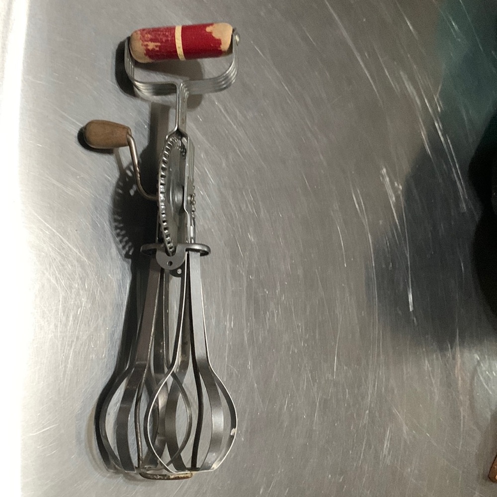 Vintage Ecko Products Co Hand Mixer with Red Wood Handle